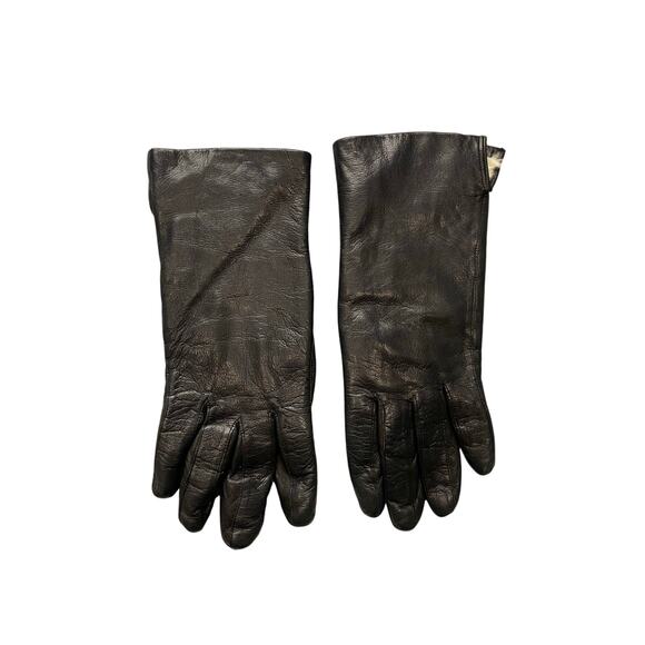 Vintage Black Leather Fue Lined Gloves Size XS - Picture 1 of 8